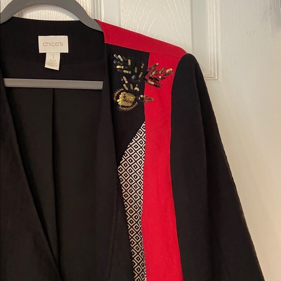 Chico's Elegant Black Blazer Size 1 - Picture 5 of 9